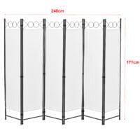 Paravent Raumteiler Saragossa 6-teilig 240x171 cm Weiss