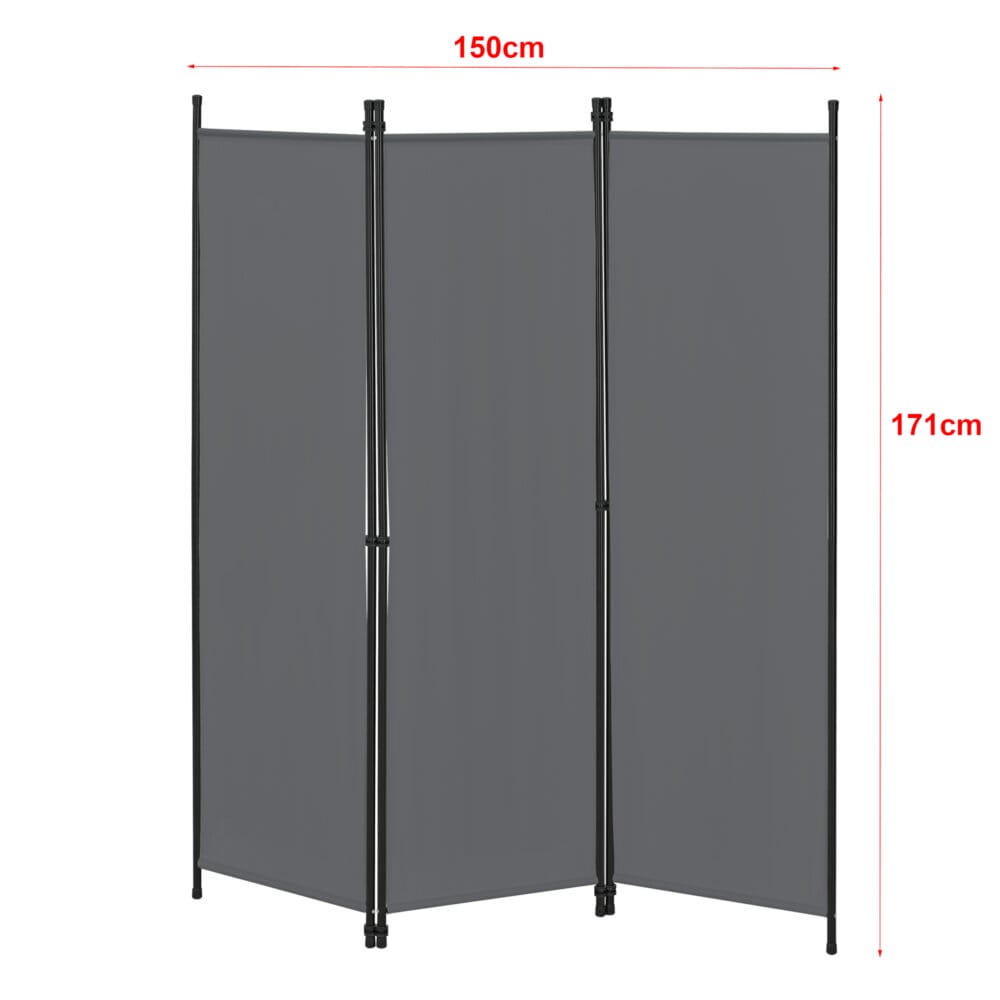 Paravent Raumteiler Huesca 3-teilig 150x171 cm Dunkelgrau