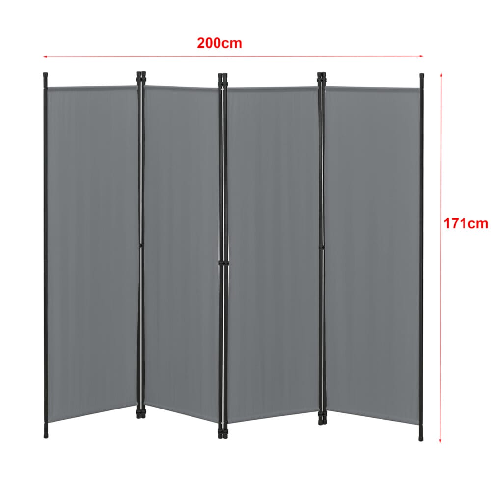 Paravent Raumteiler Huesca 4-teilig 200x171 cm Dunkelgrau