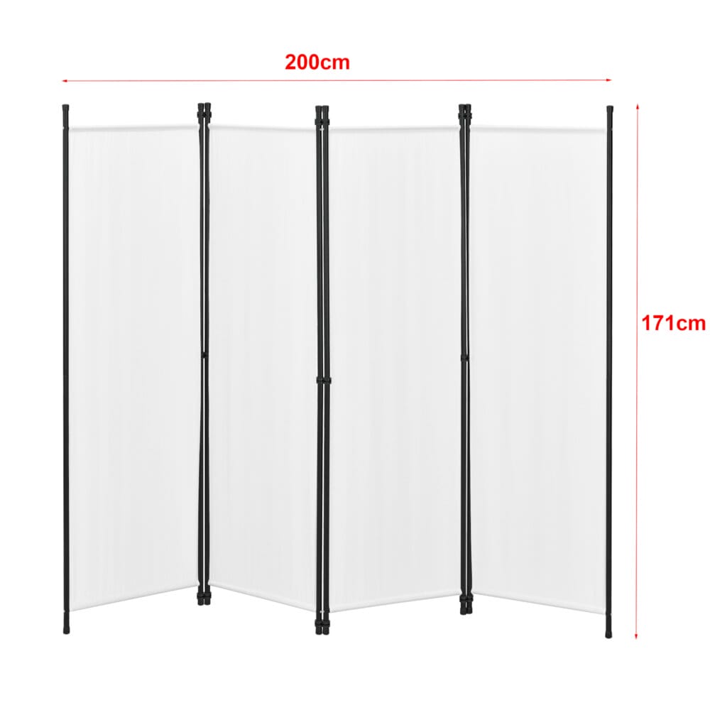 Paravent Raumteiler Huesca 4-teilig 200x171 cm Weiss