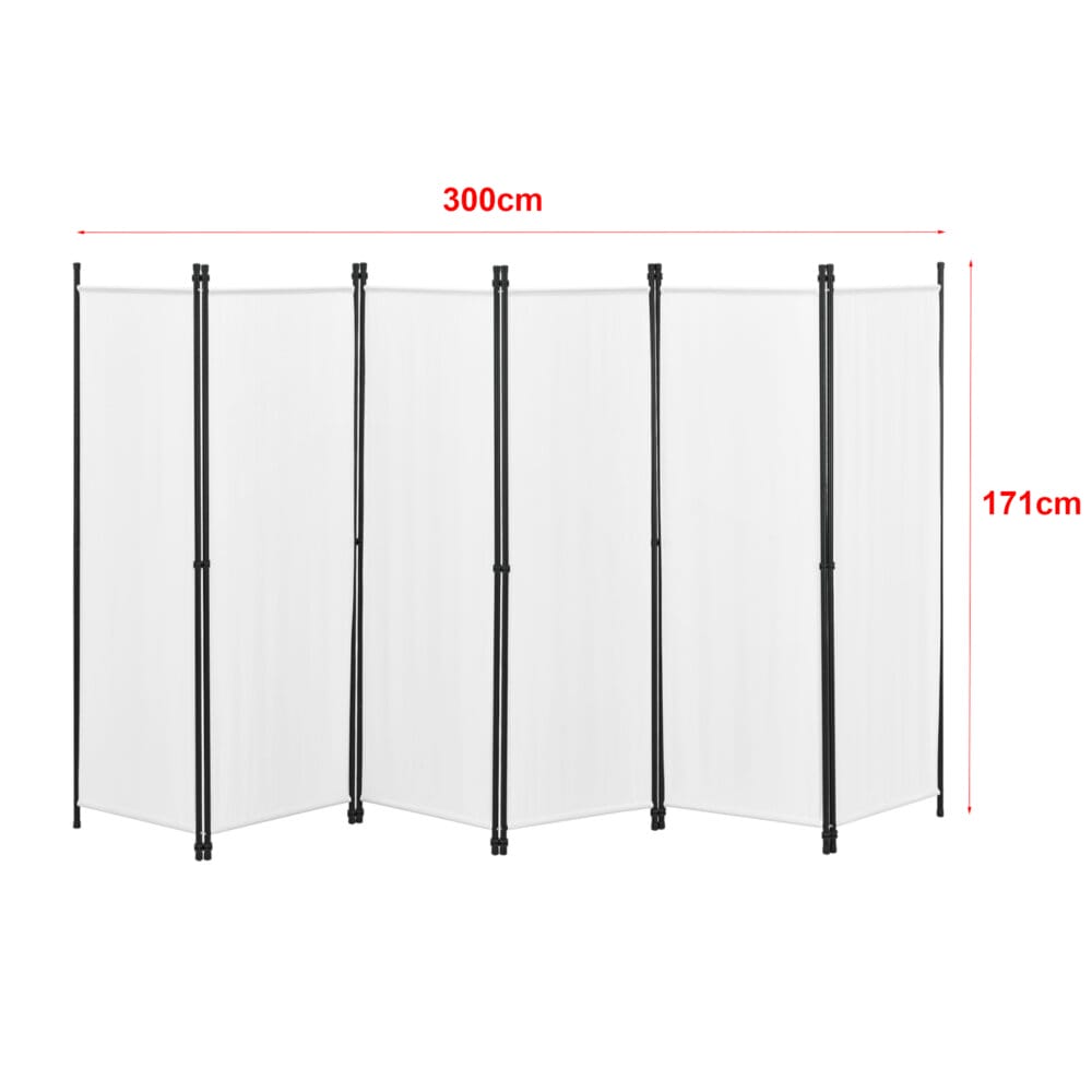 Paravent Raumteiler Huesca 6-teilig 300x171 cm Weiss