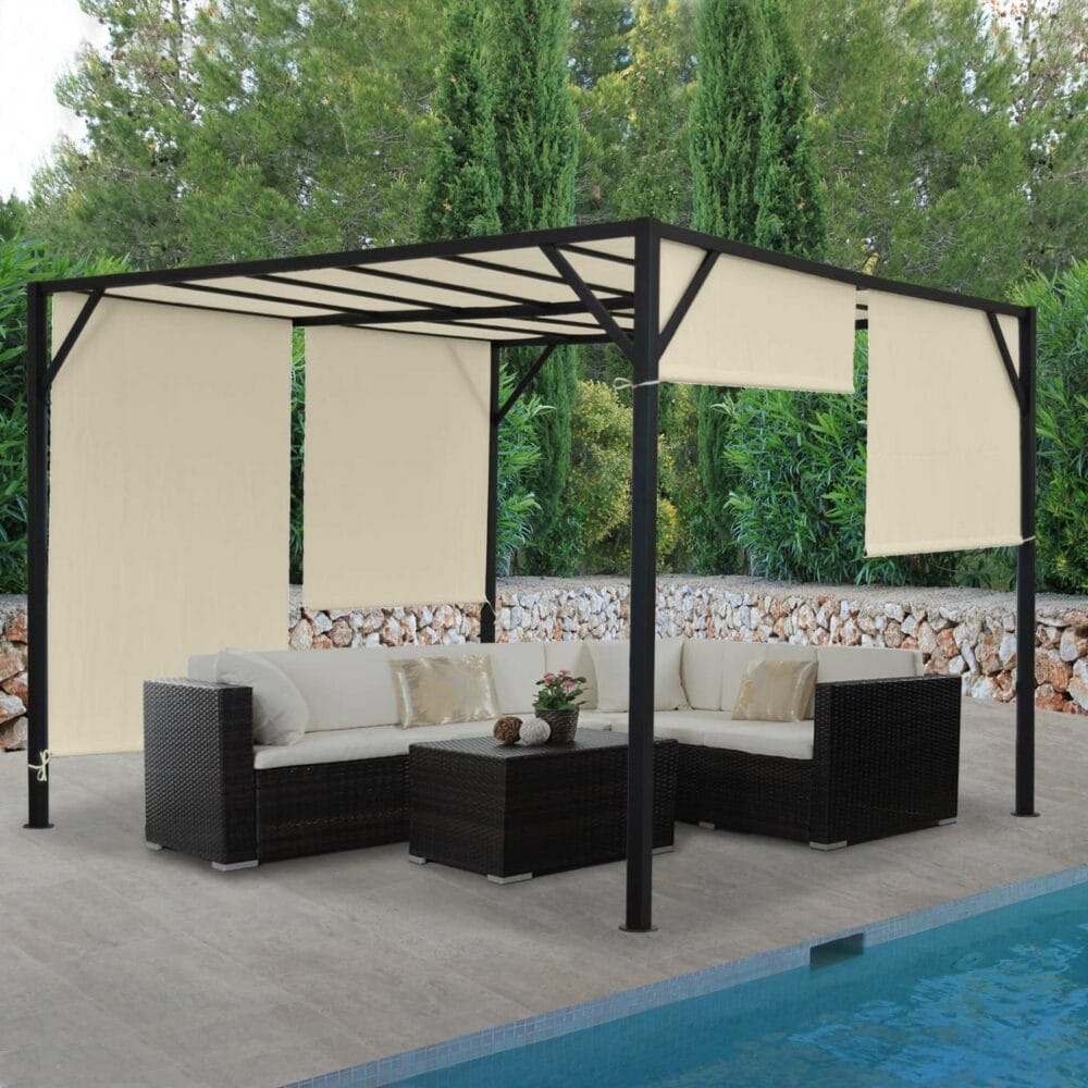 Pergola Baia - Garten Pavillon + Schiebedach 4x4m