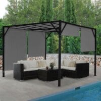 Pergola Baia - Garten Pavillon + Schiebedach grau ~ 3x3m