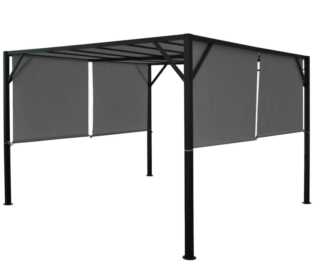 Pergola Baia - Garten Pavillon + Schiebedach grau ~ 4x4m