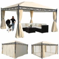 Pergola Cadiz 4x3m  mit Seitenwand + Moskitonetz ~ creme