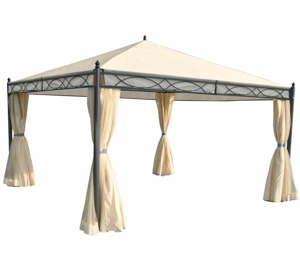 Pergola Cadiz 4x4m  mit Seitenwand + Moskitonetz ~ creme