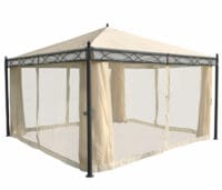 Pergola Cadiz 4x4m  mit Seitenwand + Moskitonetz ~ creme