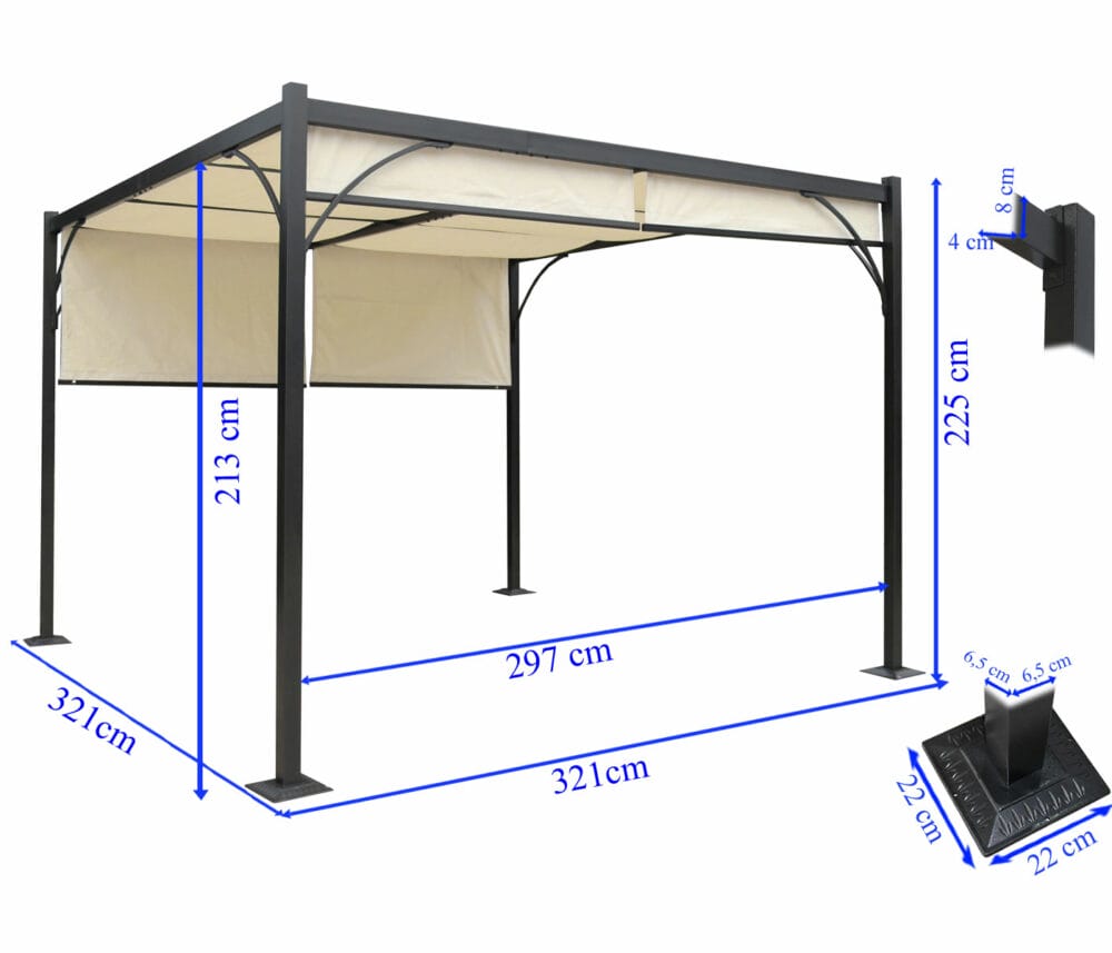 Pergola Granada - ALU Garten Pavillon 3x3m