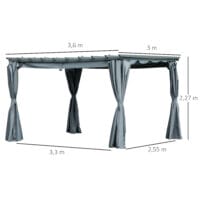 Pergola Pavillon 3.6x3x2.27m mit verstellbarem Stoffdach