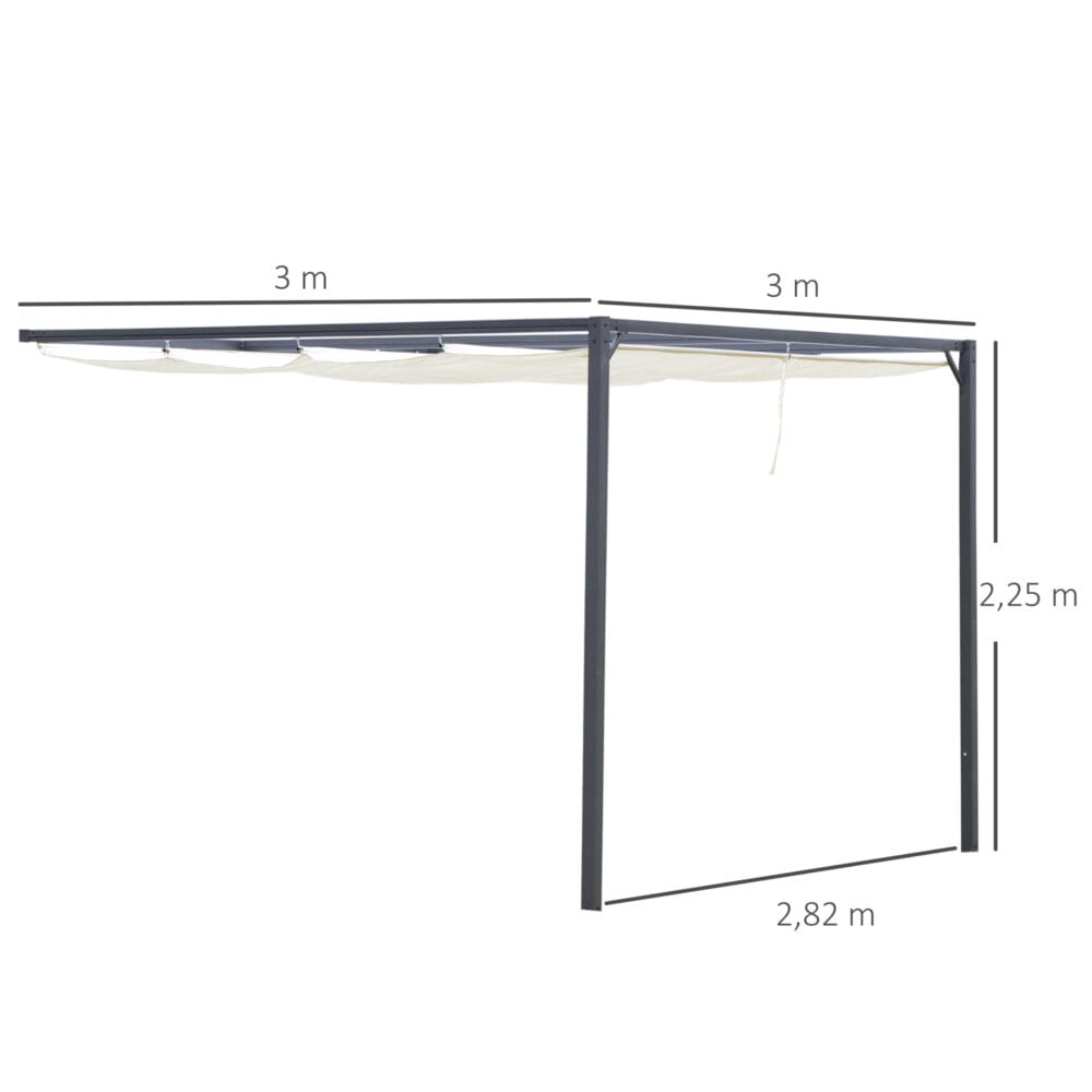 Pergola Pavillon Anbau 3x3m Cremeweiss