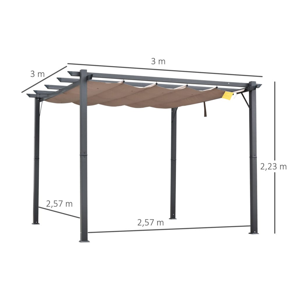 Pergola Pavillon mit Schiebedach Alu 3x3x2.2m