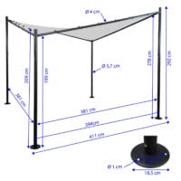 Pergola Phos Garten Pavillon Sonnensegel 4x4m anthrazit