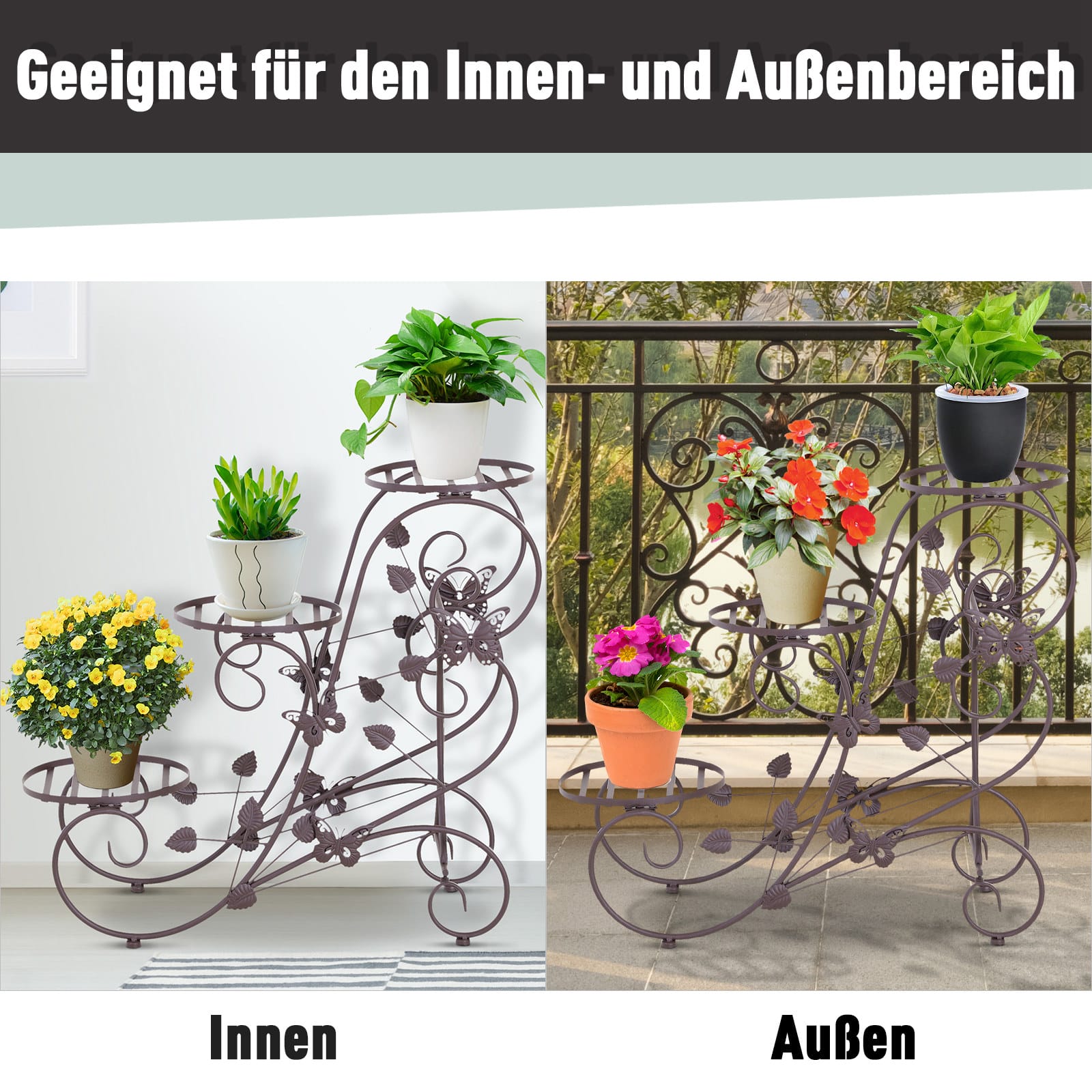 Pflanzentreppe Blumentreppe Pflanzregal  3 Etagen - Metall