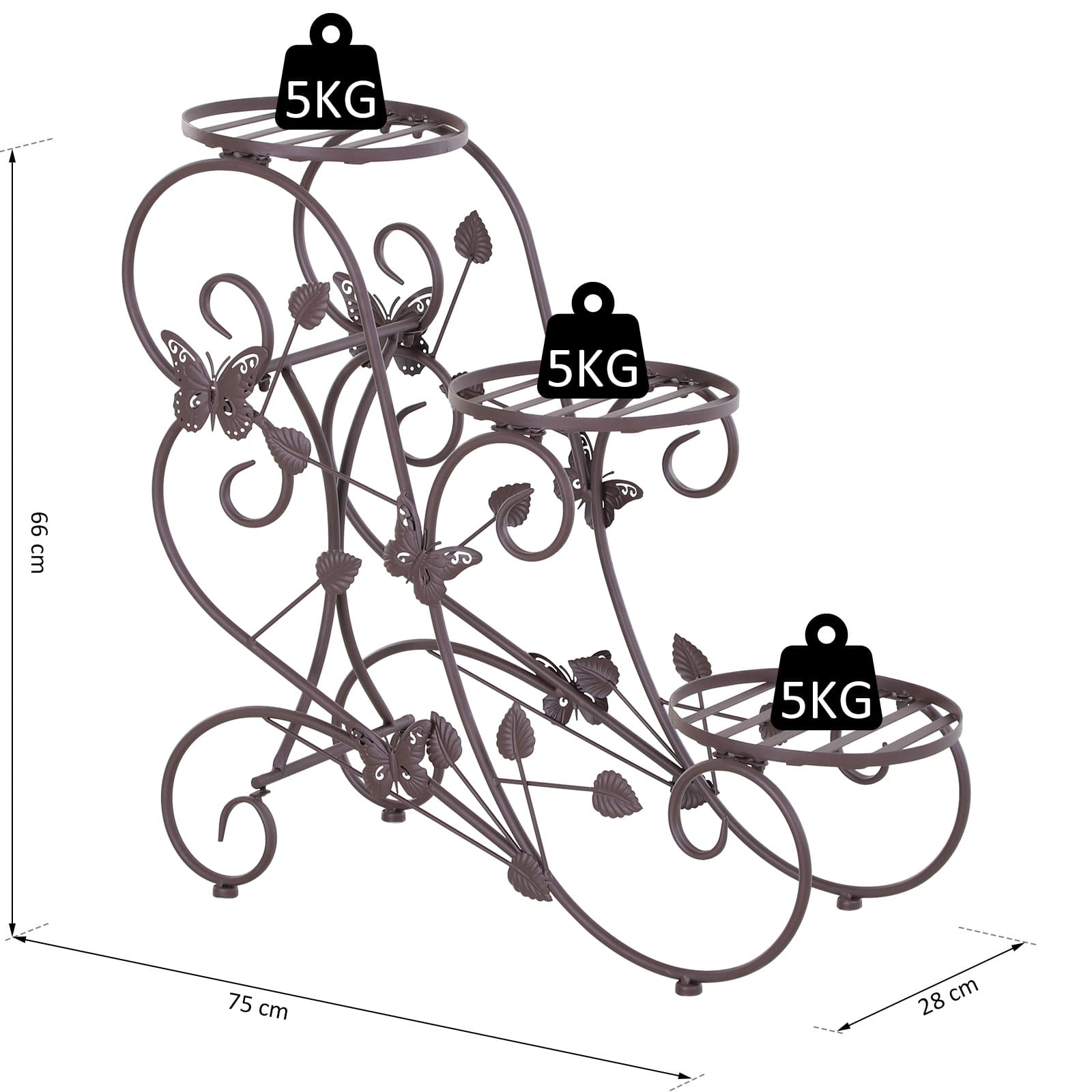 Pflanzentreppe Blumentreppe Pflanzregal  3 Etagen - Metall