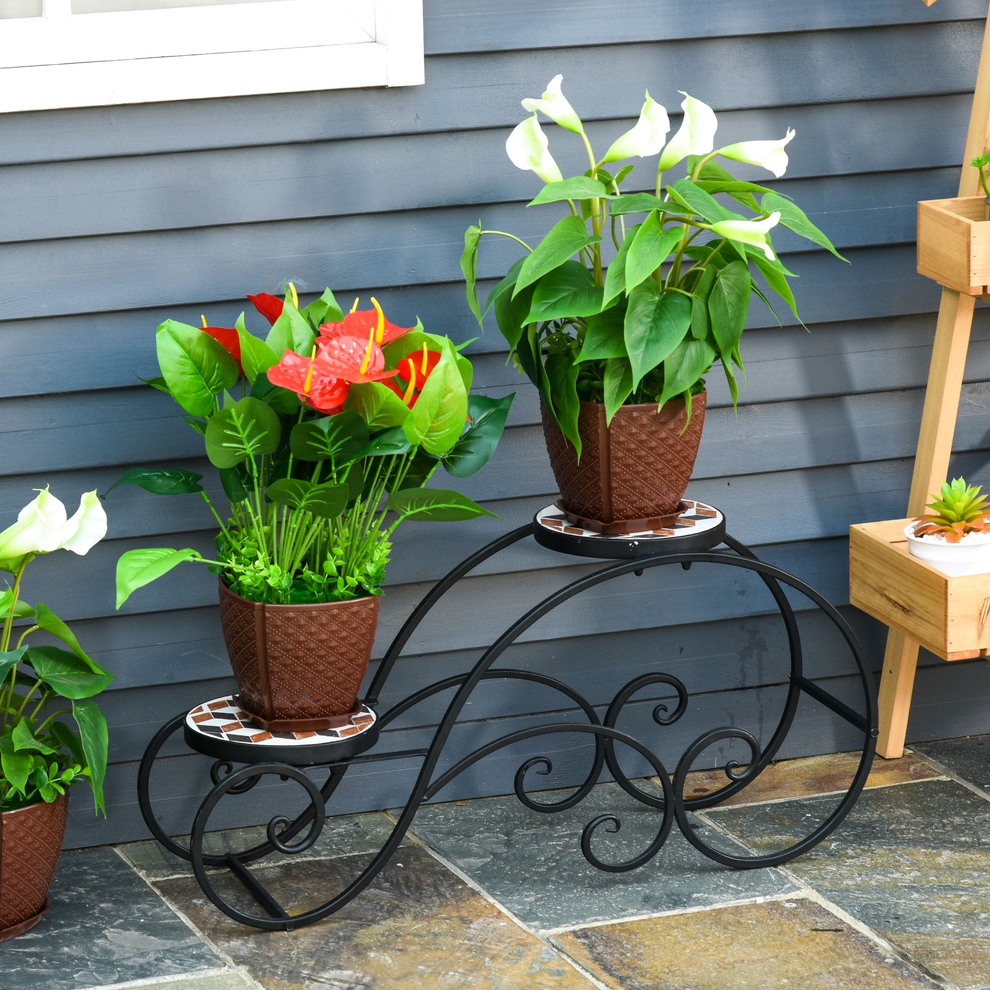 Pflanzentreppe Blumentreppe Pflanzregal  3 Etagen - Metall