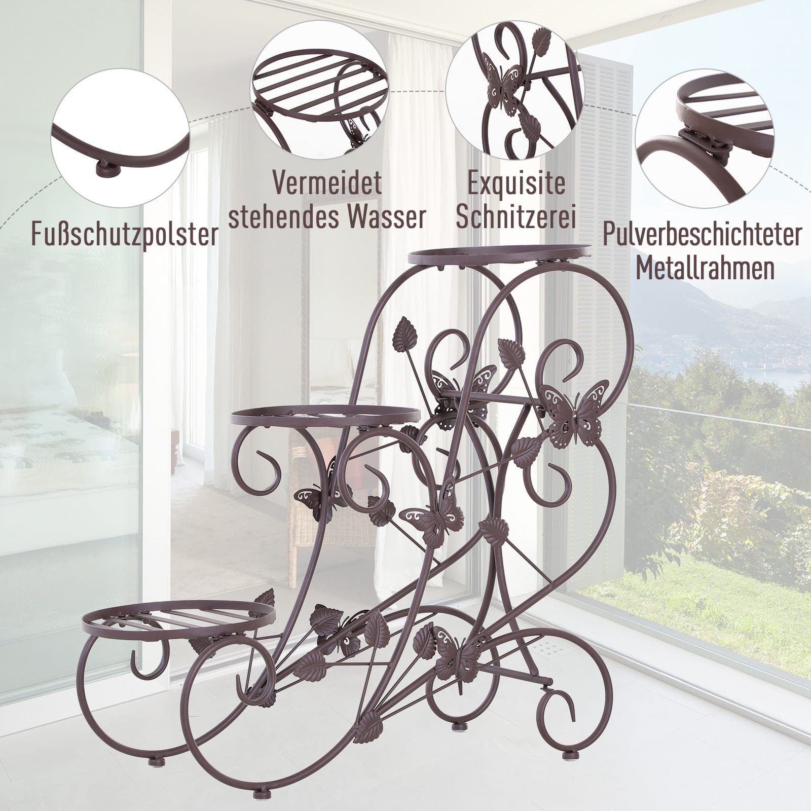 Pflanzentreppe Blumentreppe Pflanzregal  3 Etagen - Metall