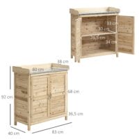 Pflanztisch Gartenschrank mit Unterschrank Holz 83x40x92cm