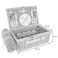 Picknickkorb Weidenkorb Set für 4 Personen mit Decke grün