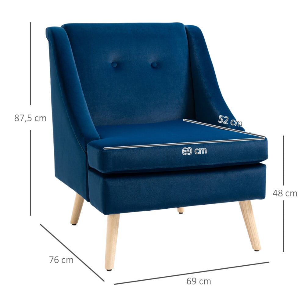 Polstersessel Loungesessel Skandi-Design Blau