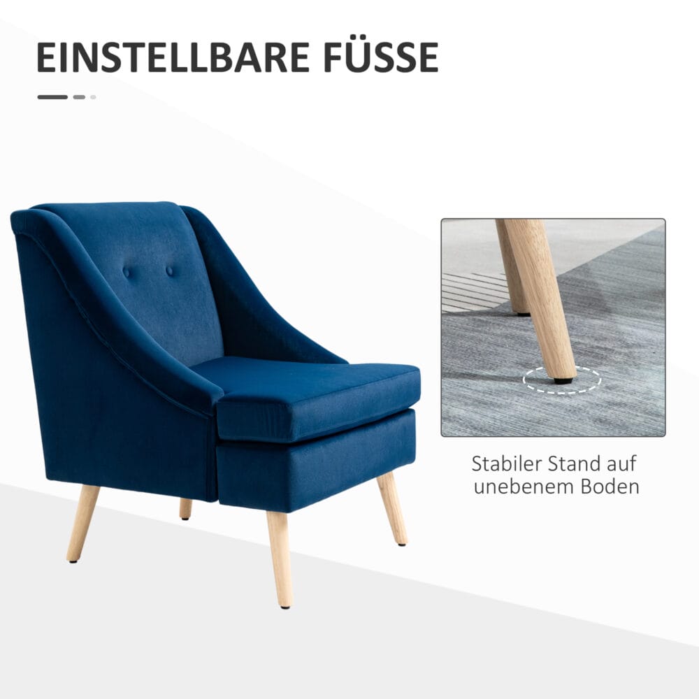 Polstersessel Loungesessel Skandi-Design Blau