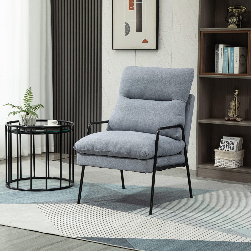 Polstersessel Relaxsessel Esszimmerstuhl Leinenlook Grau