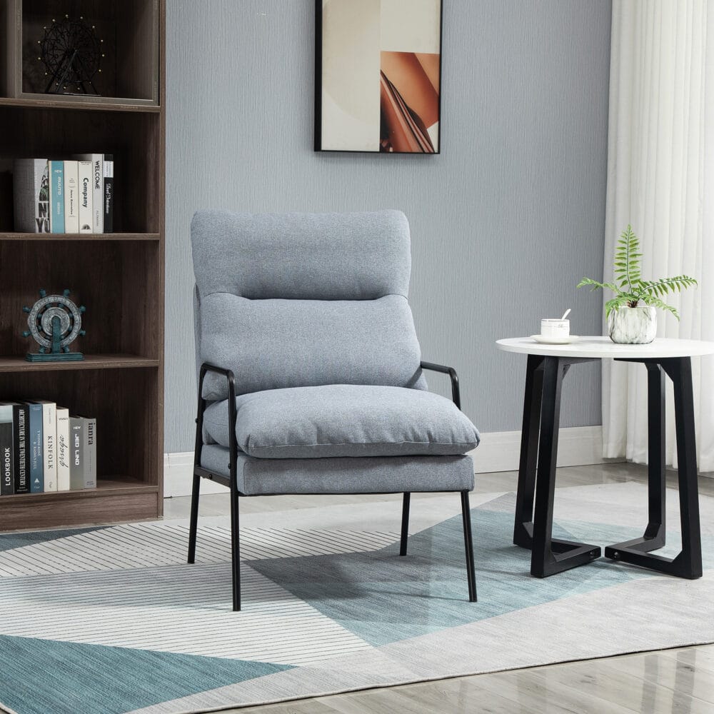 Polstersessel Relaxsessel Esszimmerstuhl Leinenlook Grau