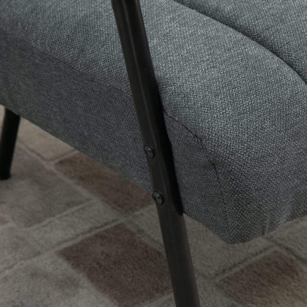 Polstersessel Retrodesign Samtoptik Metall Grau + Schwarz