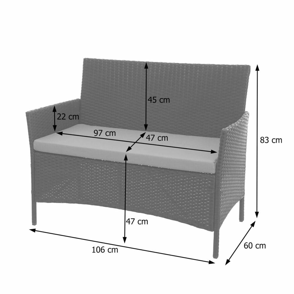 Poly-Rattan Gartenbank Halden anthrazit Kissen anthrazit