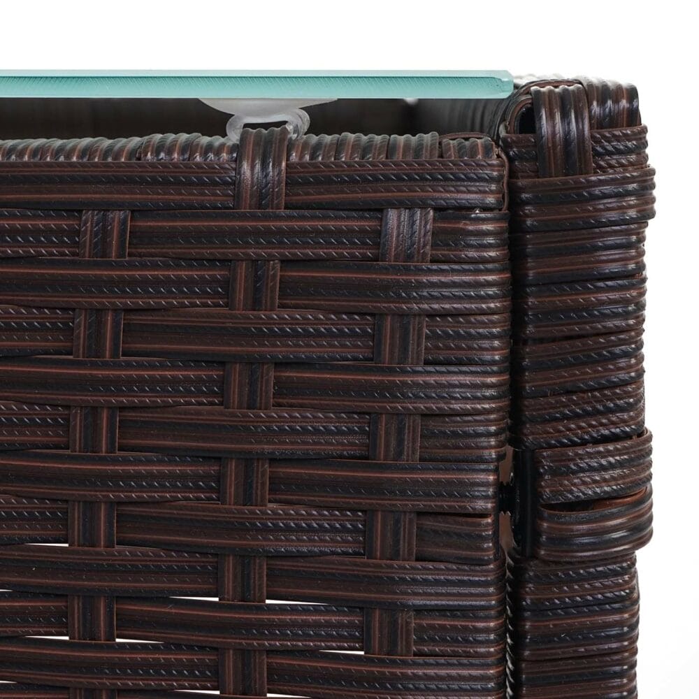 Poly-Rattan Gartentisch Halden mit Glasplatte ~ braun-meliert