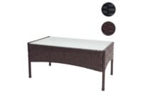 Poly-Rattan Gartentisch Halden mit Glasplatte ~ braun-meliert