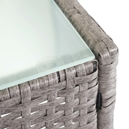 Poly-Rattan Gartentisch Halden mit Glasplatte ~ grau