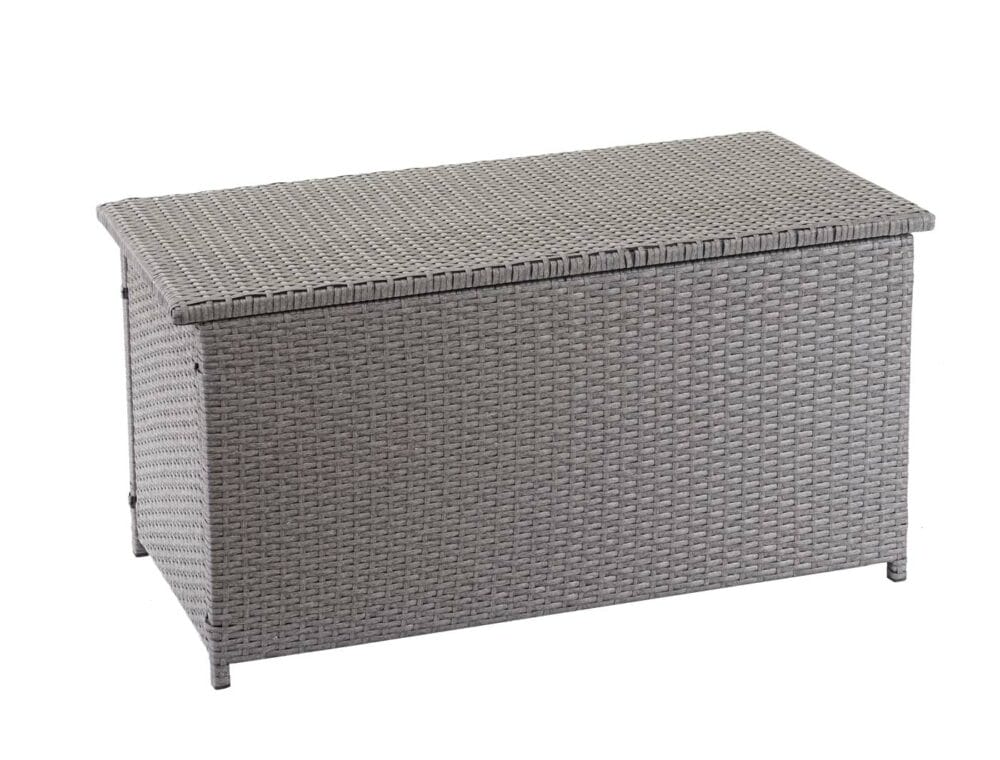 Poly-Rattan Kissenbox Basic grau 51x100x50cm ~ 170l