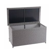 Poly-Rattan Kissenbox Basic grau 51x100x50cm ~ 170l