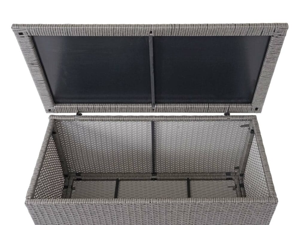 Poly-Rattan Kissenbox Basic grau 51x100x50cm ~ 170l