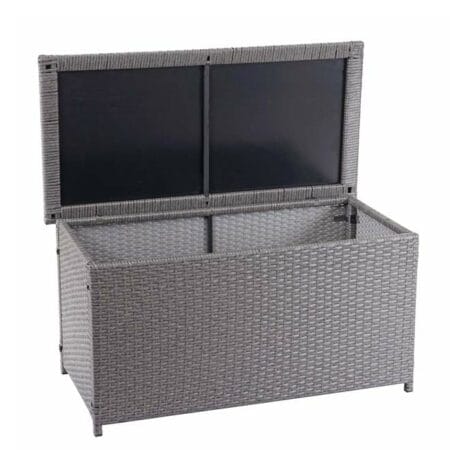 Poly-Rattan Kissenbox Basic grau 51x115x59cm ~ 250l