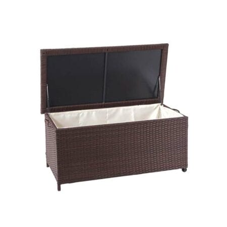 Poly-Rattan Kissenbox Premium braun 51x100x50cm ~ 170l