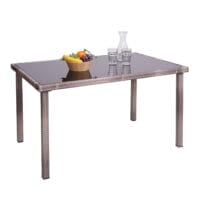 Poly-Rattan Tisch Glas Gartentisch Balkontisch 120x75cm grau-braun