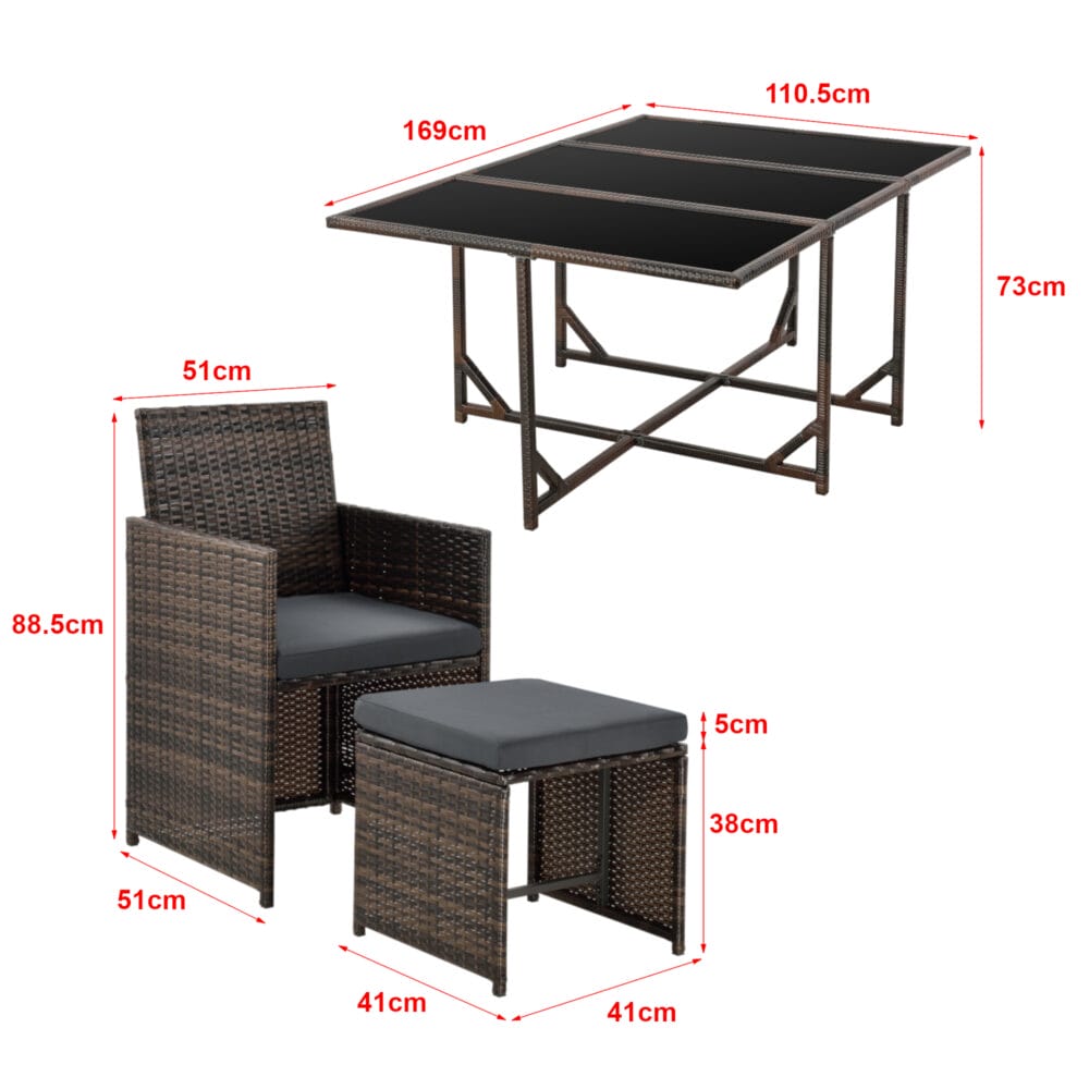 Polyrattan Sitzgruppe Laredo XL Braun meliert