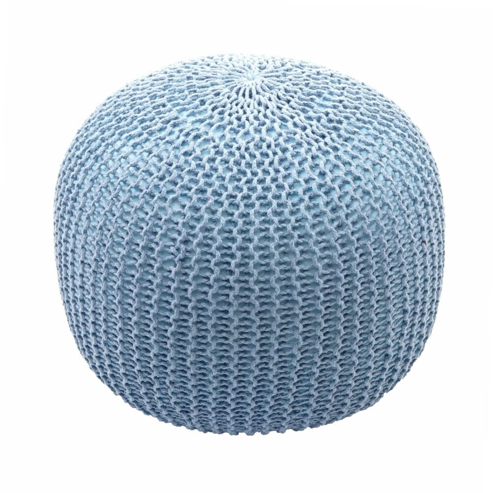 Pouf Sitzhocker  40x50cm grau Strickhocker blau