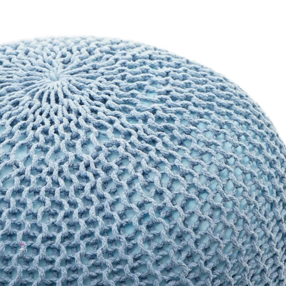 Pouf Sitzhocker  40x50cm grau Strickhocker blau