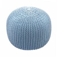 Pouf Sitzhocker  40x50cm grau Strickhocker blau