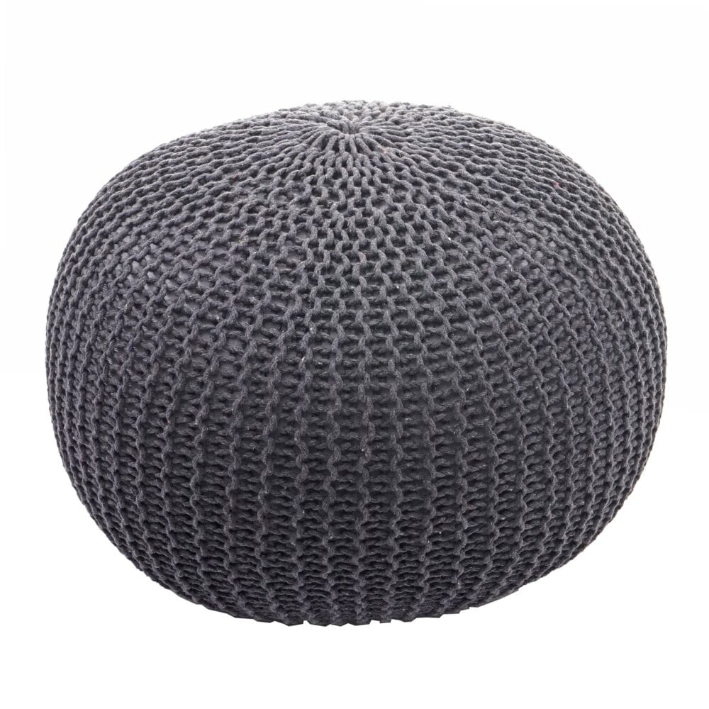 Pouf Sitzhocker  40x50cm grau Strickhocker dunkelgrau