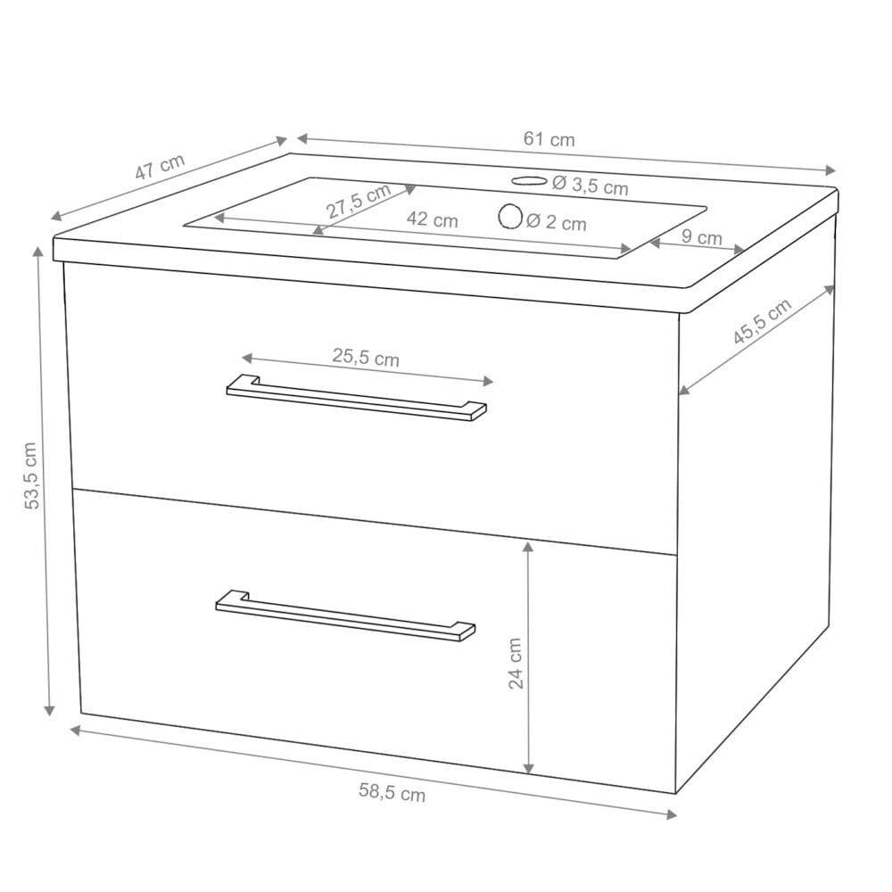 Premium Waschbecken + Unterschrank JAM-D16 Waschtisch