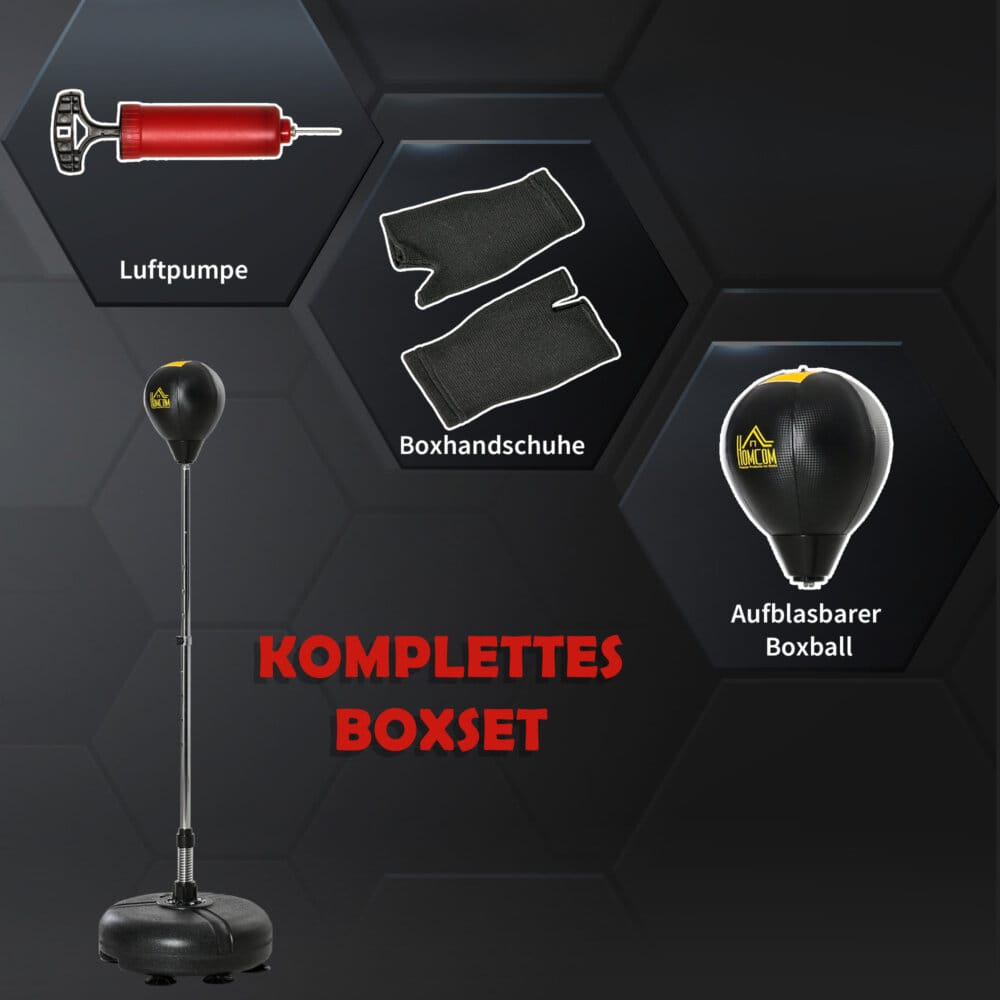 Punchingball Set höhenverstellbar mit 1 Paar Handschuhe 133-151 cm
