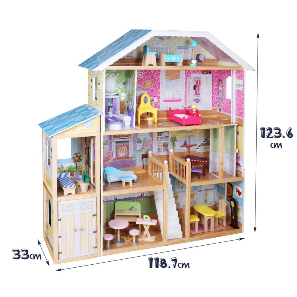 Puppenhaus aus Holz - XXXL 4 Spielebenen