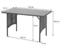 Rattan Esstisch Glas Gartentisch Gastronomie 112x60cm grau