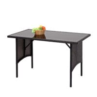 Rattan Esstisch Glas Gartentisch Gastronomie 112x60cm schwarz