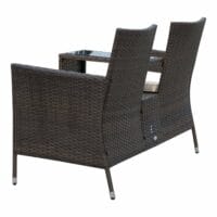 Rattan Gartenbank Sitzbank Gartensofa mit Tisch 2-Sitzer