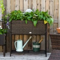 Rattan Hochbeet mit Ablage 70x30x72cm