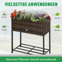 Rattan Hochbeet mit Ablage 70x30x72cm